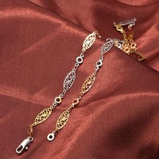 9ct 9k Yellow Rose & White GOLD Plated Ladies Lovely Necklace , L= 18", UK