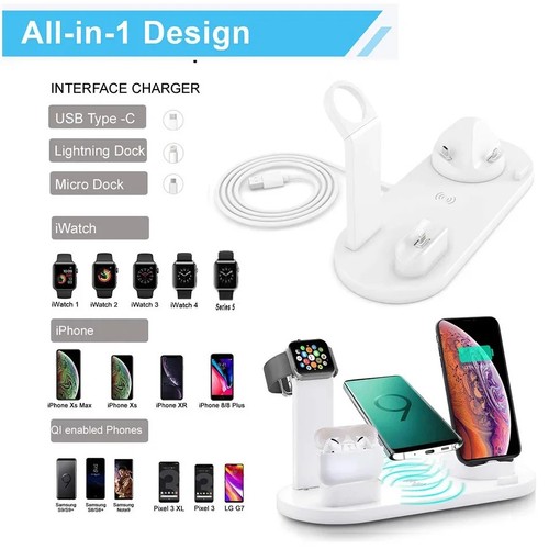 Chargeur de bureau sans fil 7 en 1 pad Iphone Pro Max Apple iWatch Airpods station d'accueil - Photo 9 sur 20