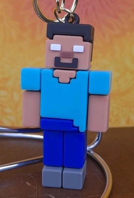 Steve 3D PVC Minecraft Figure Keychain Backpack Wristlet
