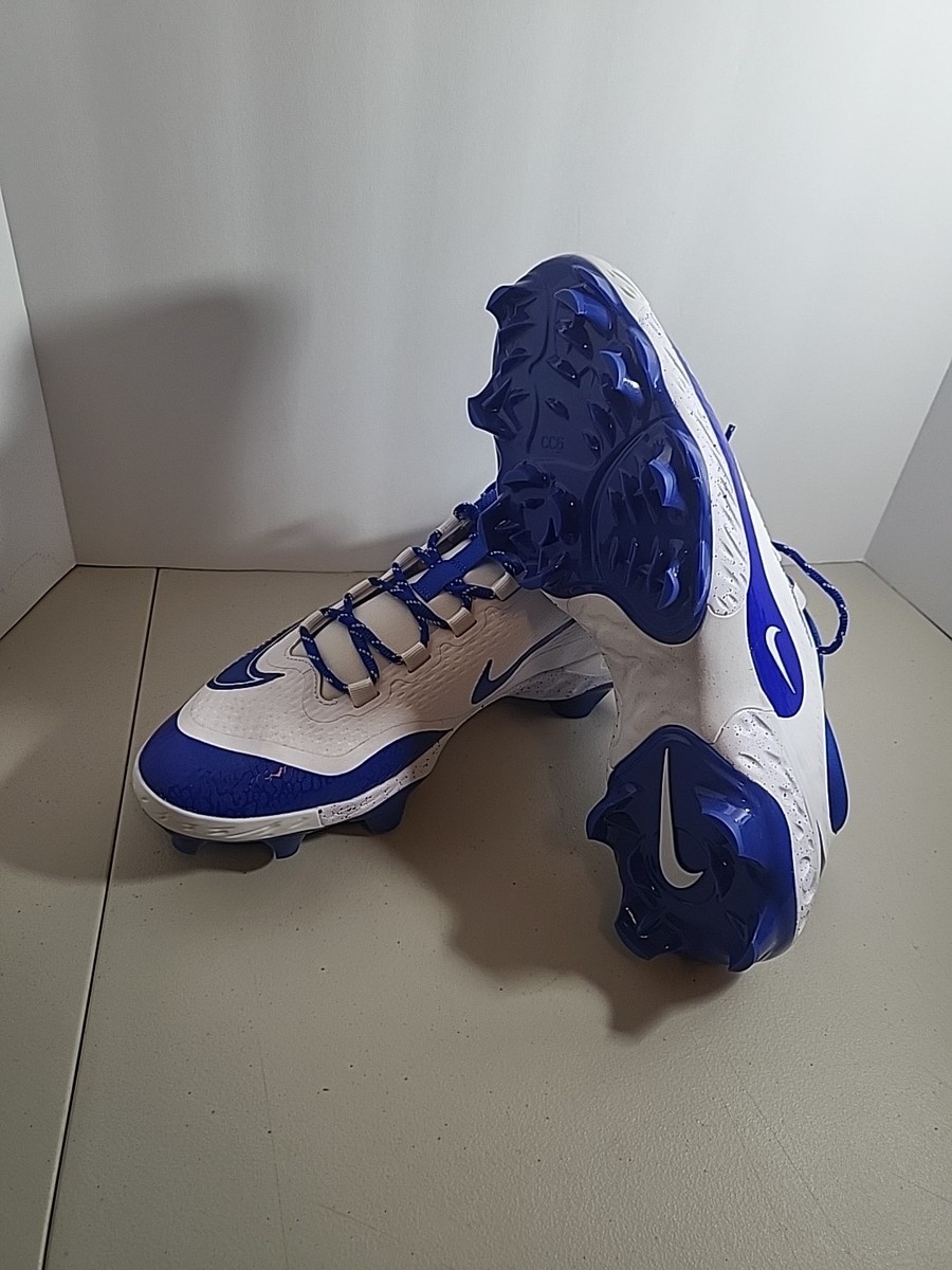 Nike Men 13 Alpha Huarache Elite 4 Low MCS Baseball Cleat White Blue FD6255-106 Nike Alpha Huarache Elite 4 Low MCS Blue & White Cleats Sz  main image 3