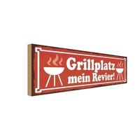 Holzschild 10X27 Cm Grillplatz Mein Revier Grillen Essen Trinken Deko Geschenk H