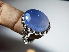 Natural Yemeni Agate, 925 Sterling Silver, Purple Aqeeq Handmade Ring Oval Shape