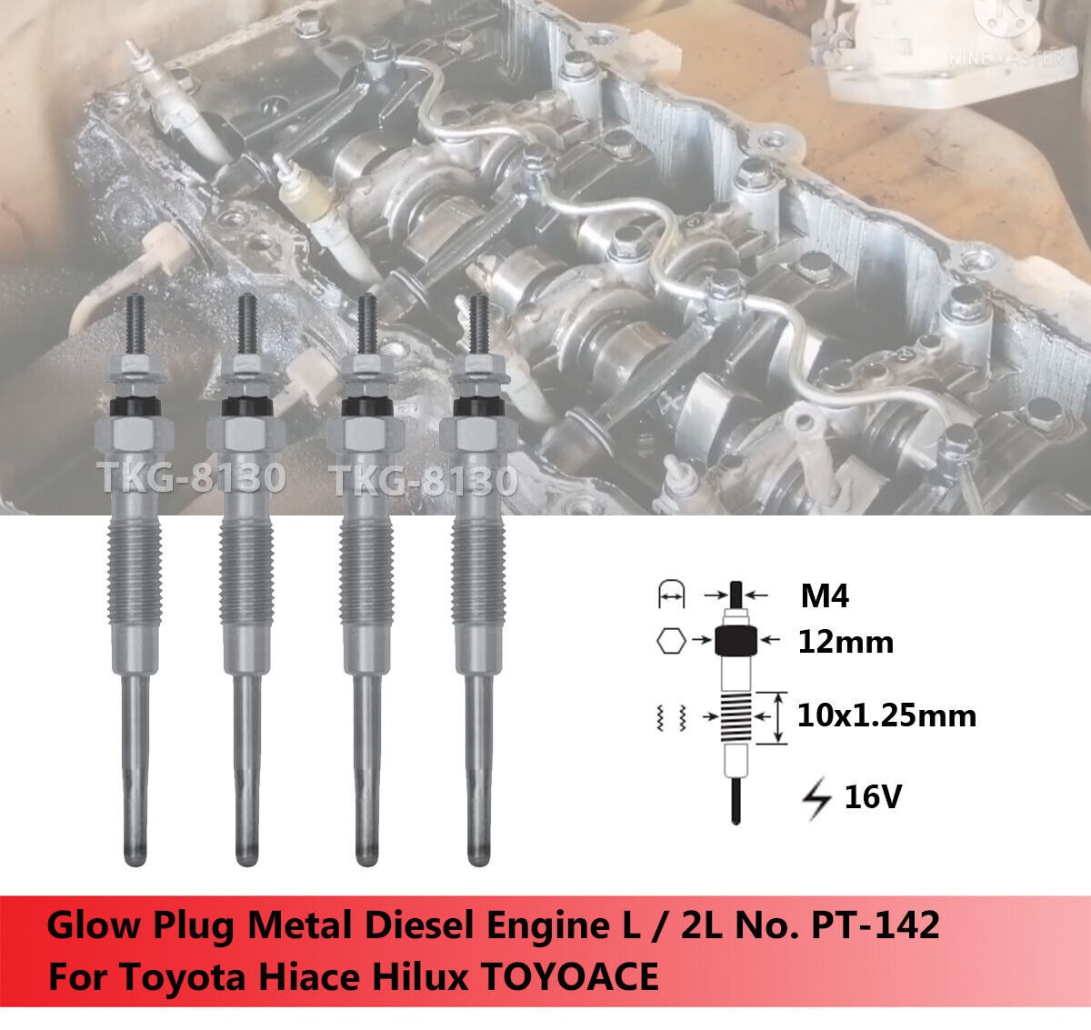 4pcs Glow Plugs 19850-54060 For TOYOACE TOYOTA HIACE HILUX SURF PICKUP