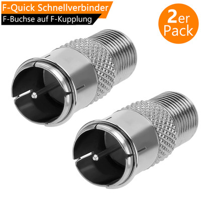 2x F Quick Stecker F-Buchse SAT Kabel Adapter schnell koax Verbinder TV Kupplung