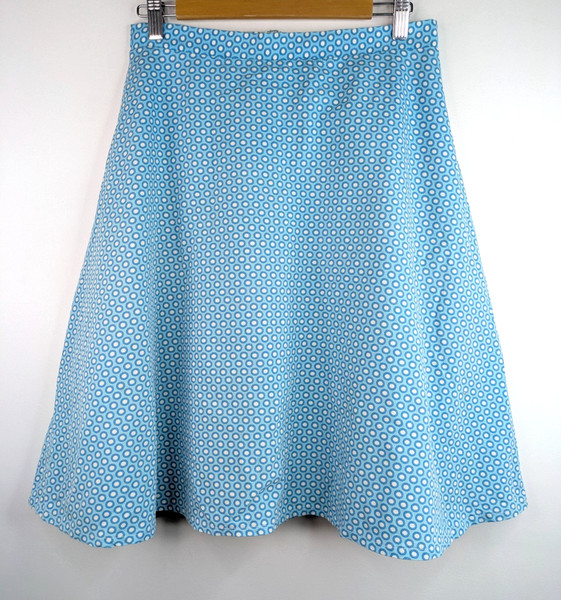 Vintage Women Blue White polka dot circle skirt size 8 Soft Romantic Retro