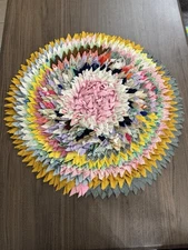 vintage Handmade Fabric Doormat Colorful Quilted Rag Rug Round Entryway Mat