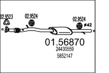 MTS 01.56870 Centre Muffler for Opel