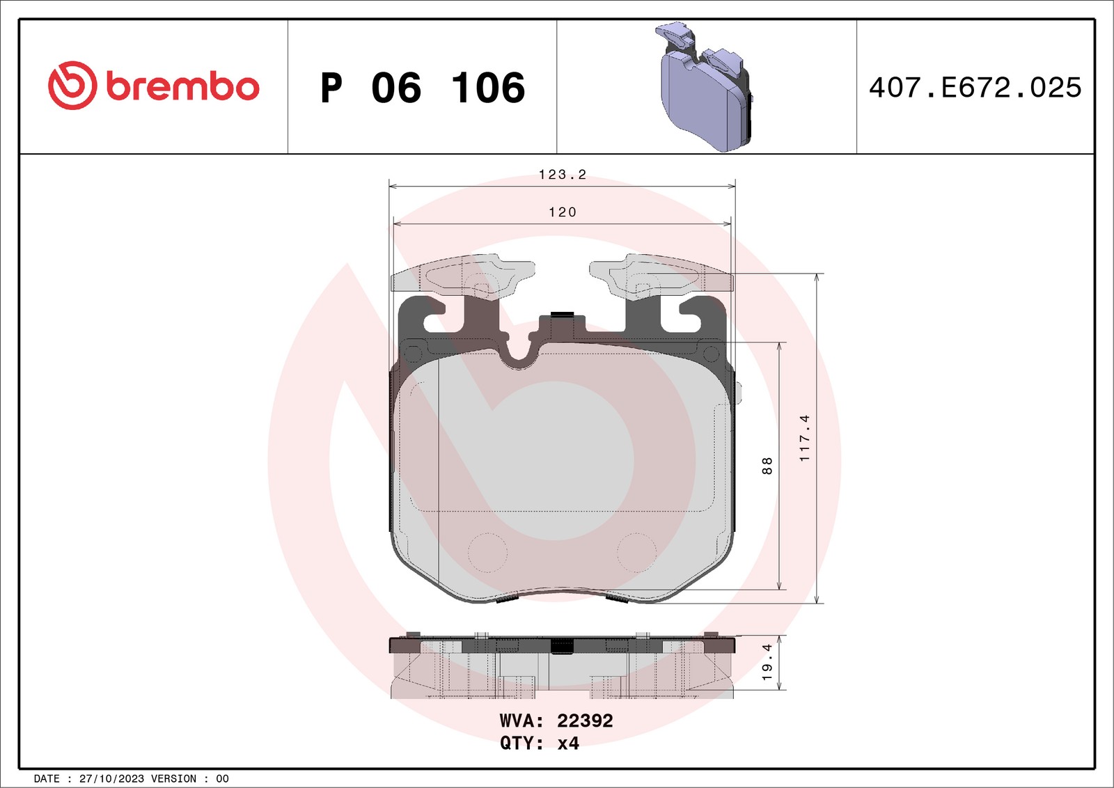 Brake Pad Set For Disc Brake Front Fits Alpina BMW Rolls-Royce BREMBO P06106 - Image 63