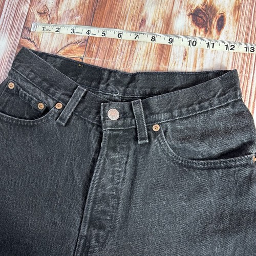 Pantaloni denim jeans vintage anni 90 Levis 501 taglia 7 neri bottoni mosca made USA 25x31,5 - Foto 5 di 12