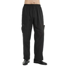 Men's Black Baggy Chef Pant with Elastic Waist Lightweight