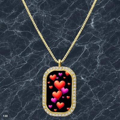 Stunning Colorful Hearts Pendant Necklace Image Design Trendy Gold Tone Nice