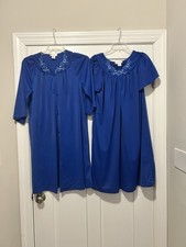 Peignoir Robe Nightgown SET Royal Blue Vintage Shadowline Midi Gown Feminine