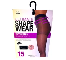 15 Denier Shaper Tights Black Medium Ladies Ultimate Shapewear Lycra Control Top