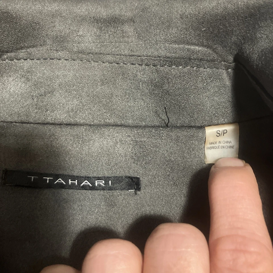 Chaqueta corta para mujer Tahari Carbon Sky imitación cuero talla S/P Foto 2 de 4