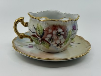 Antique German Moustache Cup Saucer Brandenburg Anchor Mark c1900