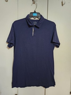 Daniel Hechter Paris Men Medium Polo Shirt Navy Blue Pima Cotton Tencel Blend M