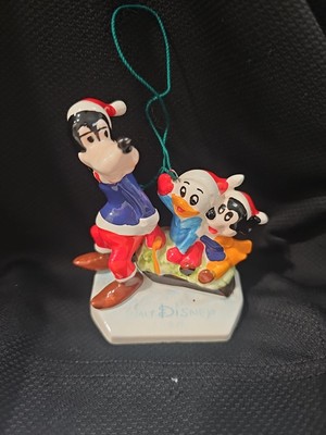 80' Schmid Disney Sleigh Ride First Ed Porcelain Ornament Goofy Mickey Don .