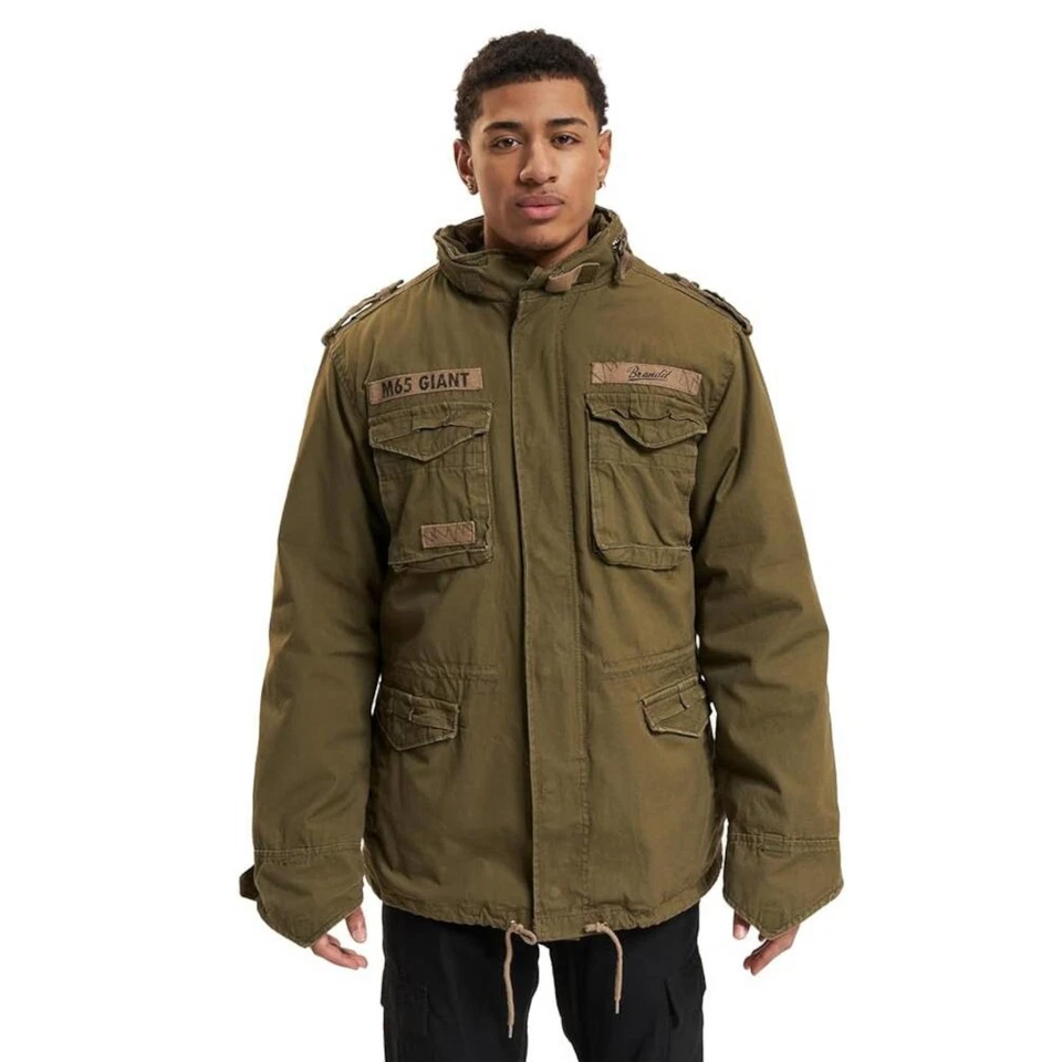 Brandit Giant Veste de Combat M65 Army D'Hiver Plein Hommes Vintage Parka Olive - Photo 4/4