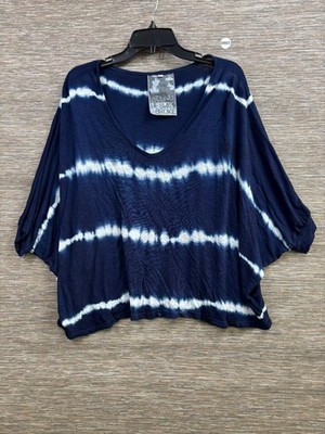 Young Fabulous & Broke Tie Dye Knit Short Sleeve Top Size S Blue Oversized 