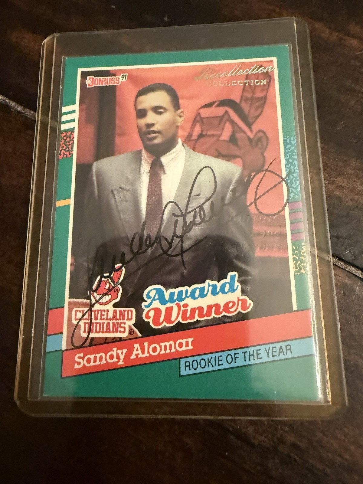 SANDY ALOMAR Jr 1991 Award Winner Donruss #693 Recollection Collection Auto /8