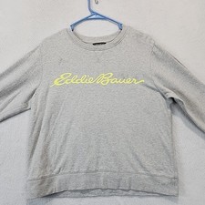 Eddie Bauer Women s M Gray Spellout Logo Crewneck Sweatshirt Athleisure Comfort