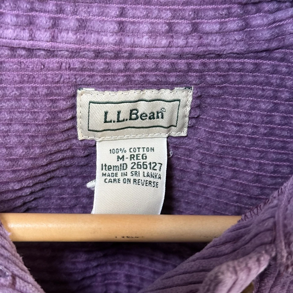 L.L.Bean Womens Large Purple Corduroy Long Sleeve Button Down Shirt - Image 3 of 4