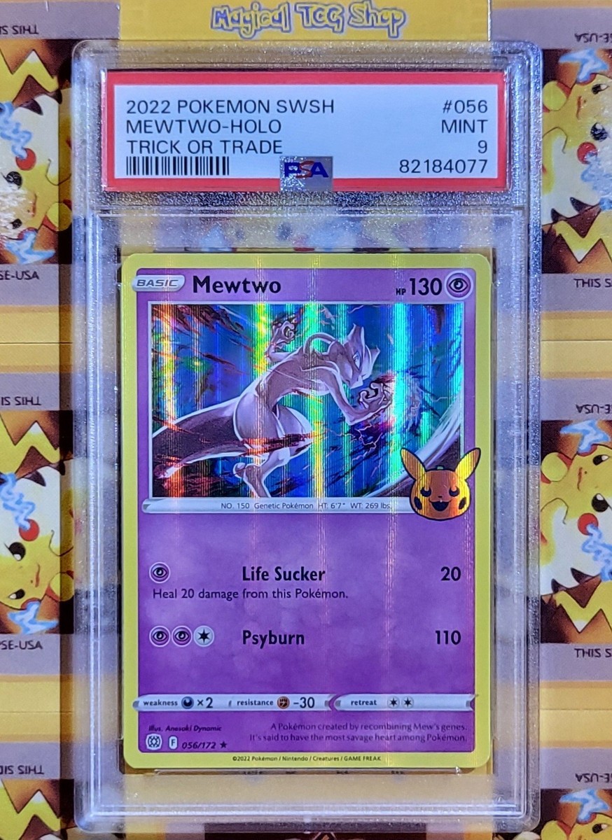 Pokemon Mewtwo SWSH Trick or Trade BOOster 056/172 Holo Rare PSA 9