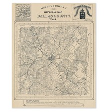 Dallas County TX 1920 Vintage Map 11x14 Land Ownership Historic Wall Art Print