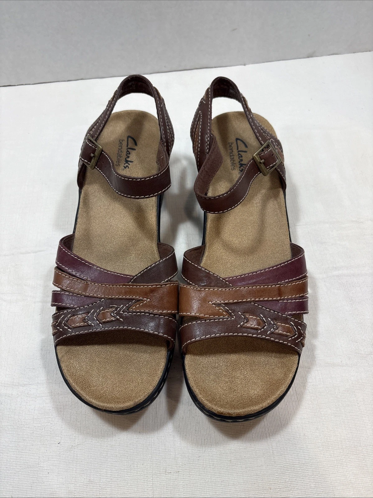 Sandali Clarks Bendables in pelle marrone da donna taglia 9 5 W