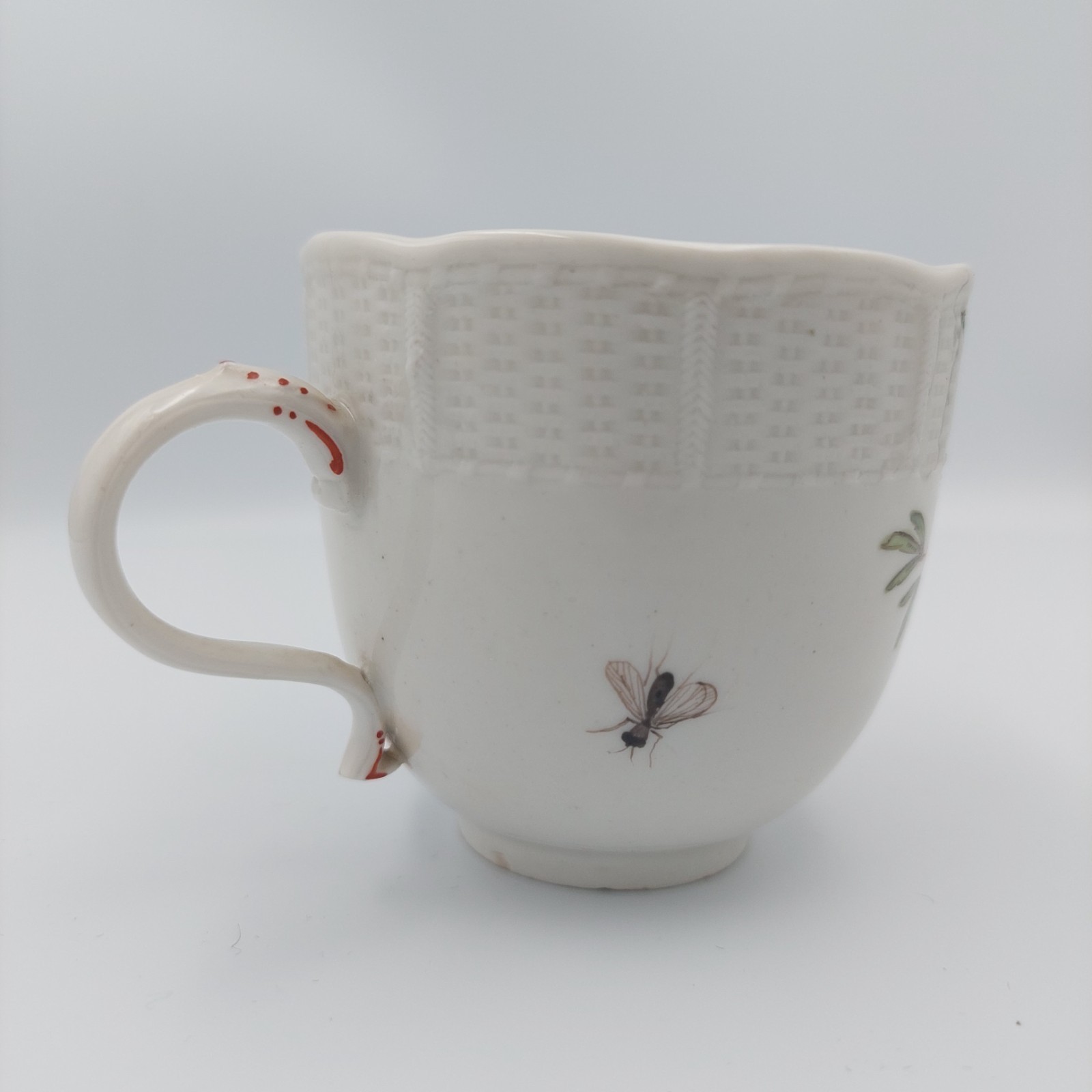 Antique 18 Century Ludwigsburg Birds Insects Tea Cup & Saucer Porcelain STUNNING