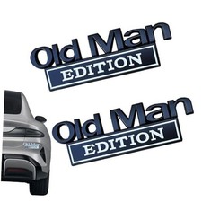 2PCS Old Man Edition Car Emblem, 3D Metal Badge Zinc Alloy Black White