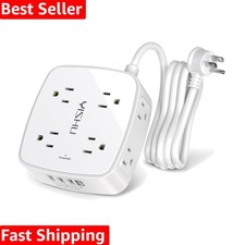 8-Outlet Surge Protector Power Strip with 4 USB Ports  Flat Plug, Certified