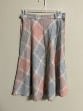 Vintage Wool Skirt Pastel Plaid Academia USA Union Made Prep A Line Size 8 Small