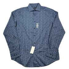 Van Heusen Dress Shirt Mens Medium 15-15.5 34-35 Night Blue Shield Regular NEW