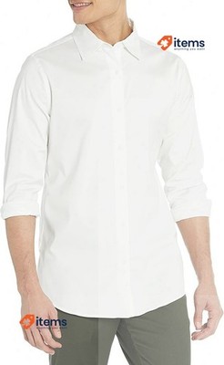 Amazon Essentials Herren Slim - Passform Langärmelig Stretch Kleid Hemd Weiß M