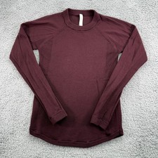 Lululemon Sweater Womens 6 Red 100 Merino Wool Washable Sit In Lotus Thumbholes