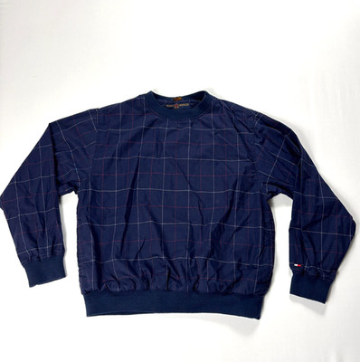 Vintage Tommy Hilfiger Mens Plaid Golf Jacket Blue Sz M Windbreaker Lined