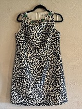 Eliza J Women's Sleeveless Dress Sz 12 Animal Print Embellishments Lined