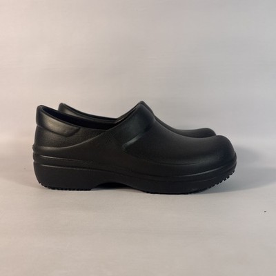 Crocs Womens On The Clock Lite Ride Black Clog Work Slip On Loafer Shoes Size 7