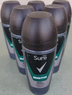 Sure Men Sensitive 48H Anti-Perspirant Roll-On 50ml 1.7oz 6-Pack Exp 09/2028