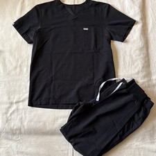 FIGS Tansen Pants Two Pocket Top Shirt Mens M Black 2 Piece Technical Collection