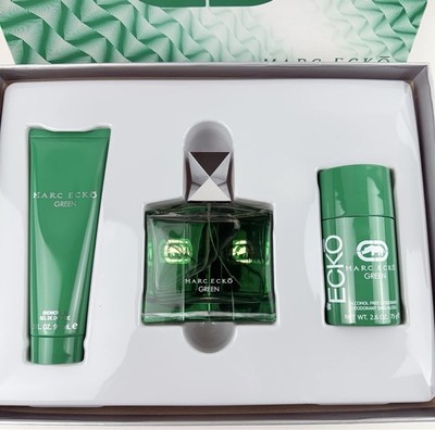 MARC ECKO GREEN 3 pcs gift set men 3.4 oz edt spray deodorant lotion Rare