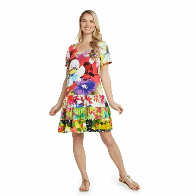 Jams World Hattie Dress Flower Splash Hawaiian Sundress Large USA Made eBay