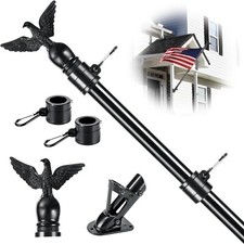 6FT Flag Pole Kit for House with Holder Bracket, Upgrade Stainless Steel Tang...
