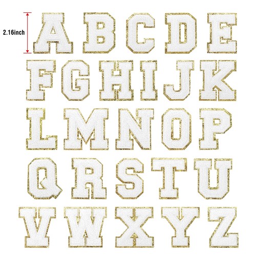 4PCS Self Adhesive Chenille Letters Patches Stick on Letter Patches Glitter P... - Picture 2 of 7