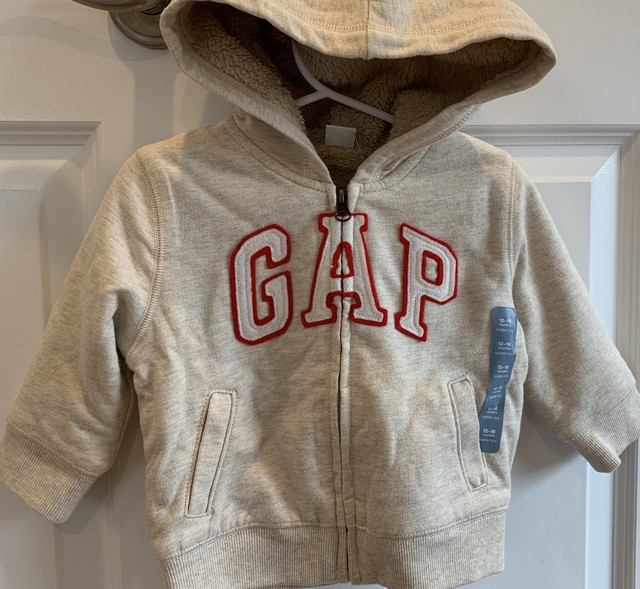 Baby Gap 12-18 Months Navy Blue Print-Lined Sherpa Hoodie Sweater Jacket | eBay