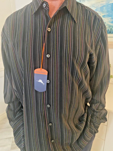 TOMMY BAHAMA MEN'S CAMP SHIRT GRAY SARASOTA WAY NWT/XL