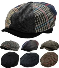 Men's Wool Blend Plaid Herringbone Winter Applejack Newsboy Patchwork Ivy Hat