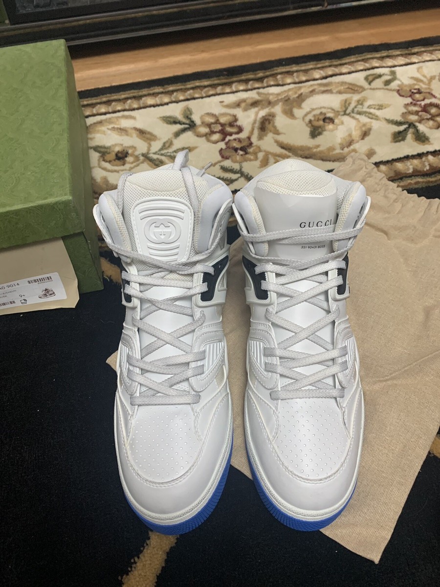 スニーカー GUCCI FW21 GUCCI HIGH BASKETBALL SNEAKER (661301 2SH809062) GUCCI Basket High Top Basketball Sneakers -White Green Black