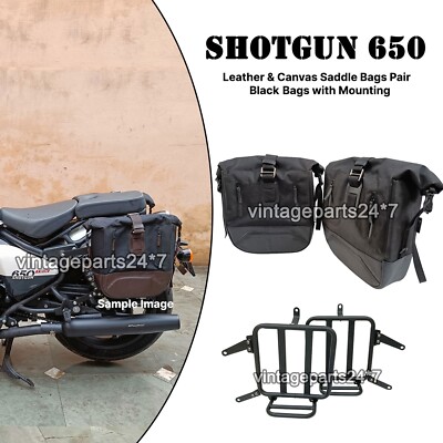 Für Royal Enfield Shotgun 650 Canvas & Leder Gepäckträgertaschen mit Montage D11